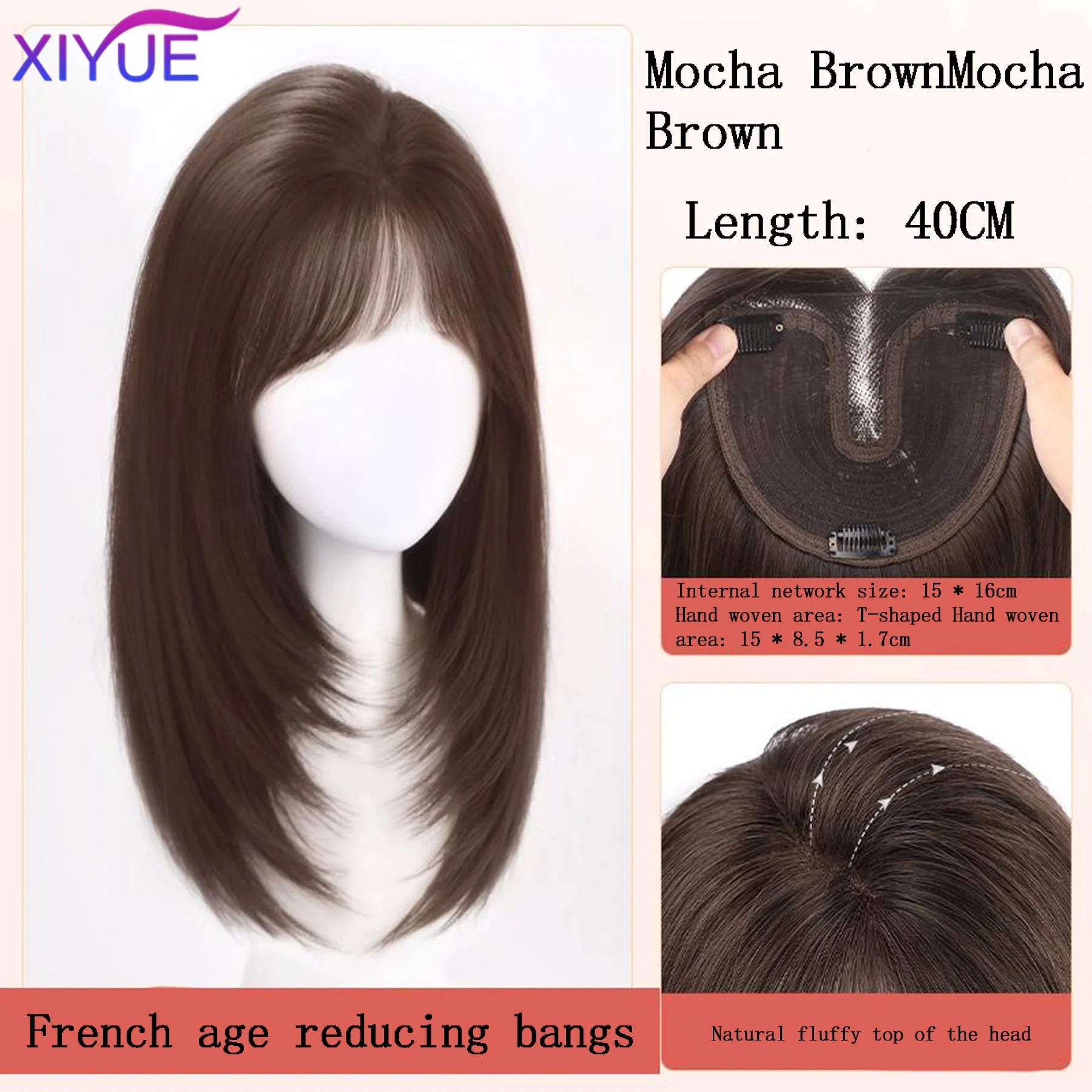 Synthetic Long Straight Layered Wigs Hair Clip in Hair Extensions and Accessories Natural Fluffy Head Top Fake Hair Piece with Bang Clip for Women Wig Daily Use
