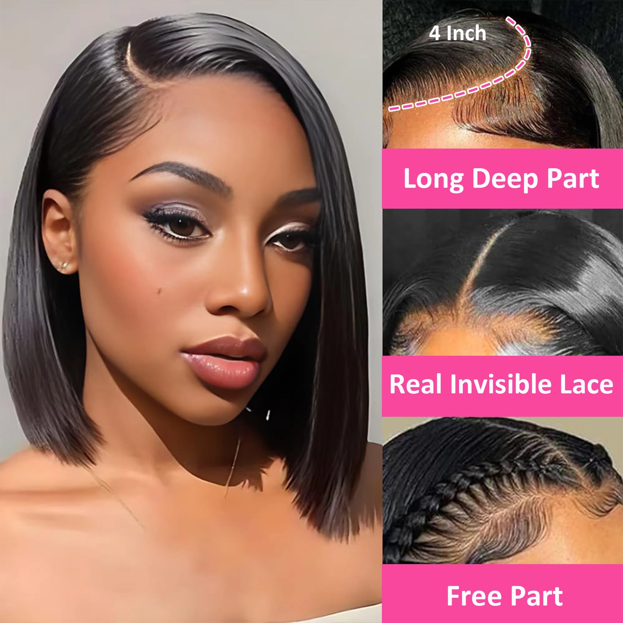 200% Density 13x4 Short Wig Bob Straight Brazilian Remy Hair Wigs HD Transparent Lace Full Lace Frontal Hair Style 4x4 5x5 Closure Wig 2x6 Lace