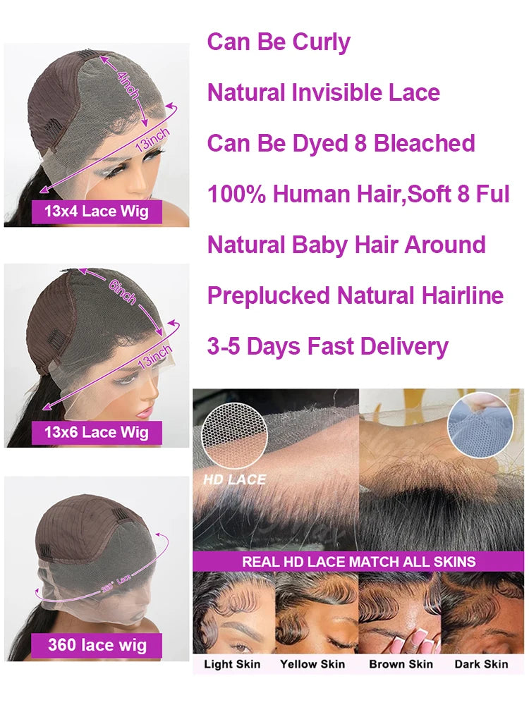 300 Density HD 13X6 Transparent Deep Water Wave Curly Lace Frontal Wigs 40 46 Inch 13X4 360 Lace Front Human Hair Wigs for Women
