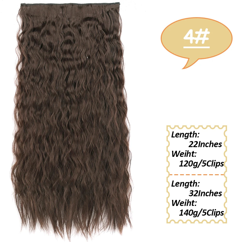 NICESY Synthetic Long Wavy 5 Clips Hair Extensions 22Inch/32Inch Clip On Hair Extensions High Tempreture Fake For Women