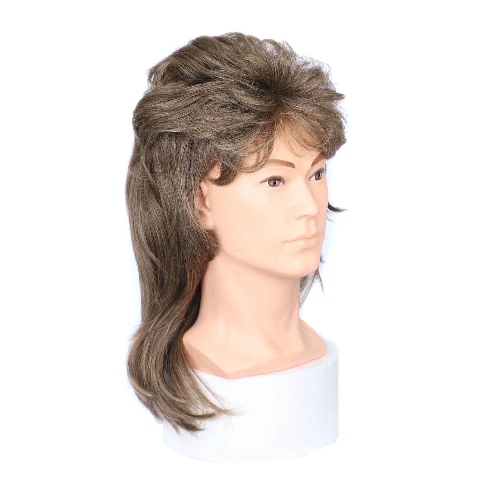 Hair Wigs Vintage 80s Mullet Wig for Men Unisex Curly Permed Black Brown Synthetic Hairpiece for Cosplay Party Women Daily Use