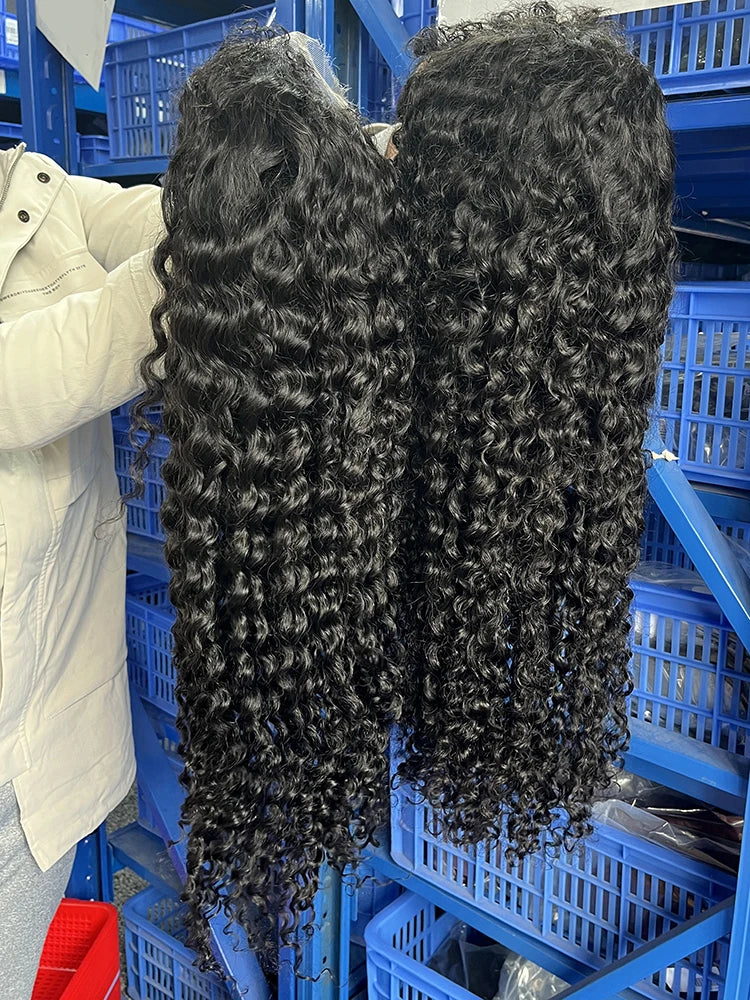 300 Density HD 13X6 Transparent Deep Water Wave Curly Lace Frontal Wigs 40 46 Inch 13X4 360 Lace Front Human Hair Wigs for Women