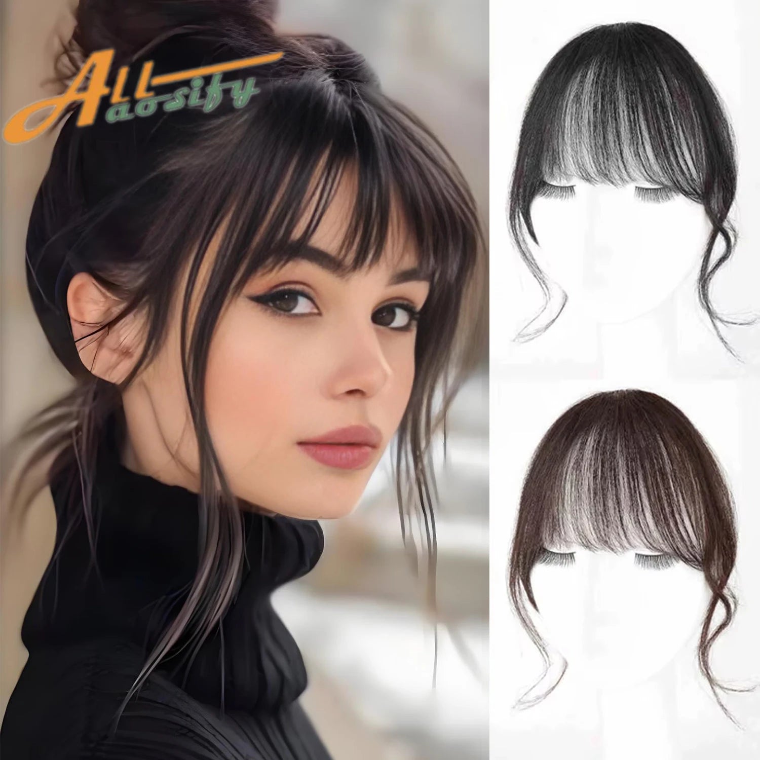 Synthetic Hair Wigs Clip In Double sideburns dragon whiskers bangs Invisible Front Fringes Clip in Wig Hair Style Air Fake Hair Bangs For Women