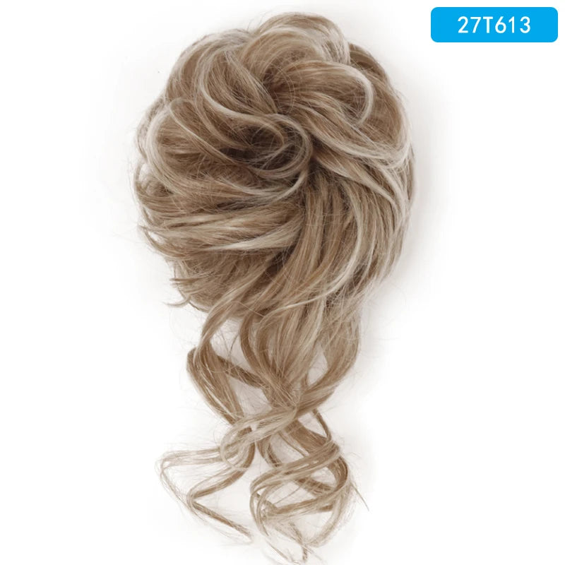 AZQUEEN Messy Bun Hair Extension Synthetic Elastic Band Curly Wave Chignon Scrunchies Donut Updo Hairpiece For Women