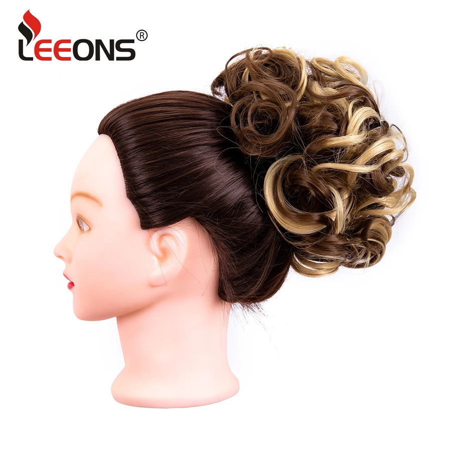Leeons Syntheic Chignon Hair Wigs piece Curly Bun Hair Extensions and Accessories Scrunchie Updo Hair Pieces Combs In Messy Bun Hair Piece For Women Wig