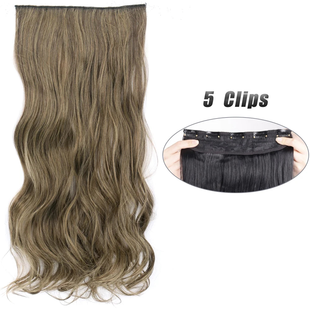 Synthetic Wig 5 Clip In Hair Accessories and Extensions Long Straight Wigs Hair Style Hairpiece Black Brown Blonde 80CM Natural Fake Hair For Women