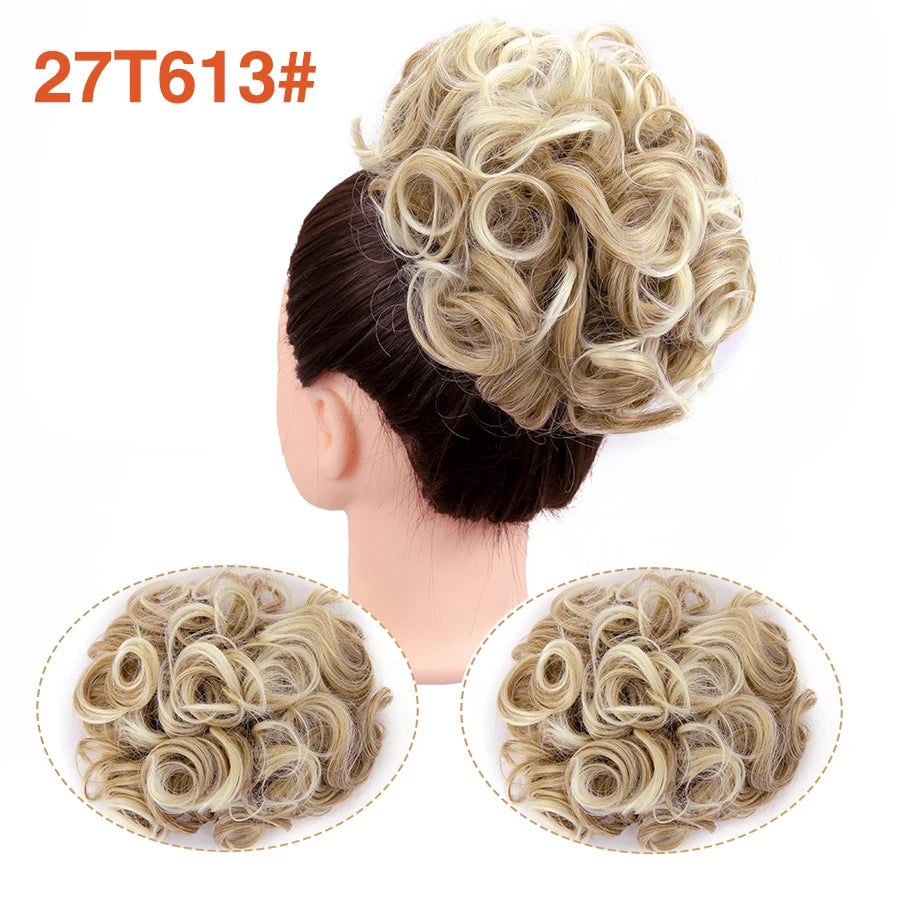 Leeons Syntheic Chignon Hair Wigs piece Curly Bun Hair Extensions and Accessories Scrunchie Updo Hair Pieces Combs In Messy Bun Hair Piece For Women Wig