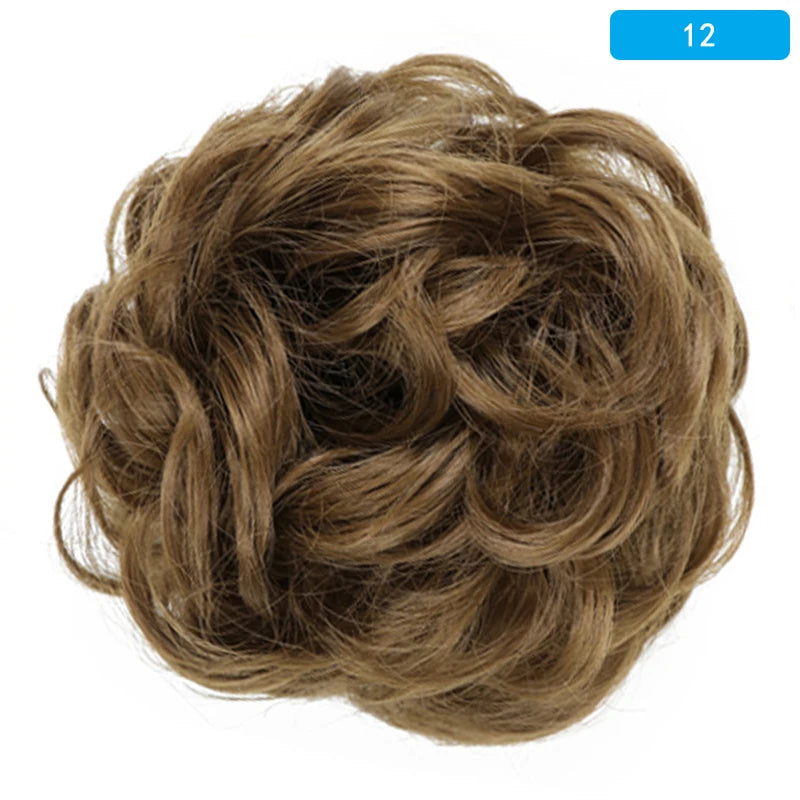 AZQUEEN Messy Bun Hair Extension Synthetic Elastic Band Curly Wave Chignon Scrunchies Donut Updo Hairpiece For Women