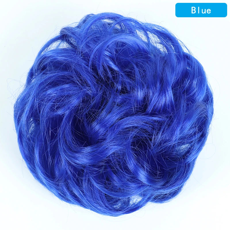 AZQUEEN Messy Bun Hair Extension Synthetic Elastic Band Curly Wave Chignon Scrunchies Donut Updo Hairpiece For Women