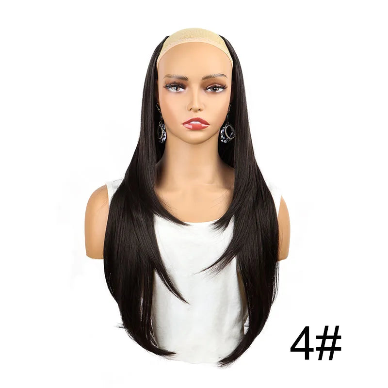 Wigs WIGSIN 22Inch Synthetic V-shaped Layered 4 Clips Long Straight Hair Extension and Accessories Fashion Invisible Hairpiece Wig for Women Daily Use