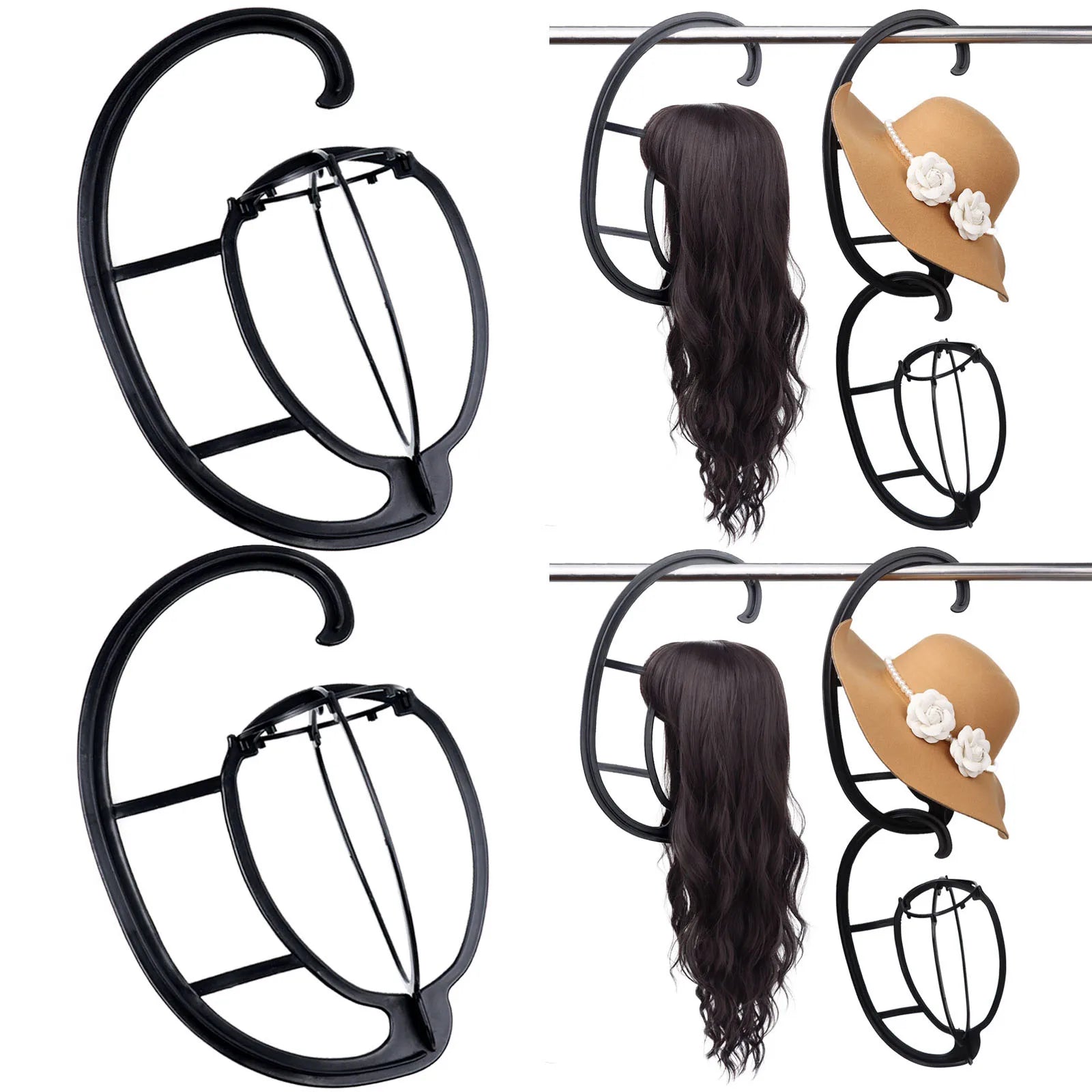 Wig Hanger Portable Hanging Wigs Stand for Hair Wigs and Hats Collapsible Wig Dryer Durable Wig Hanging stand Collapsible Wig