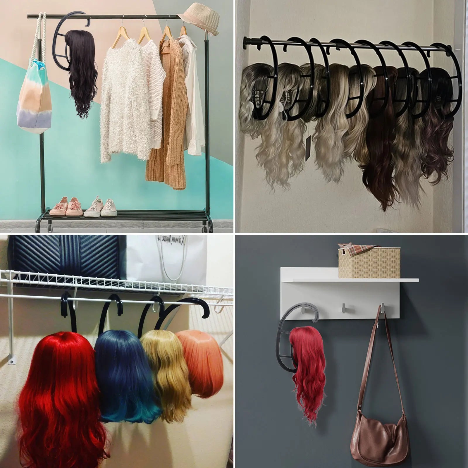 Wig Hanger Portable Hanging Wigs Stand for Hair Wigs and Hats Collapsible Wig Dryer Durable Wig Hanging stand Collapsible Wig