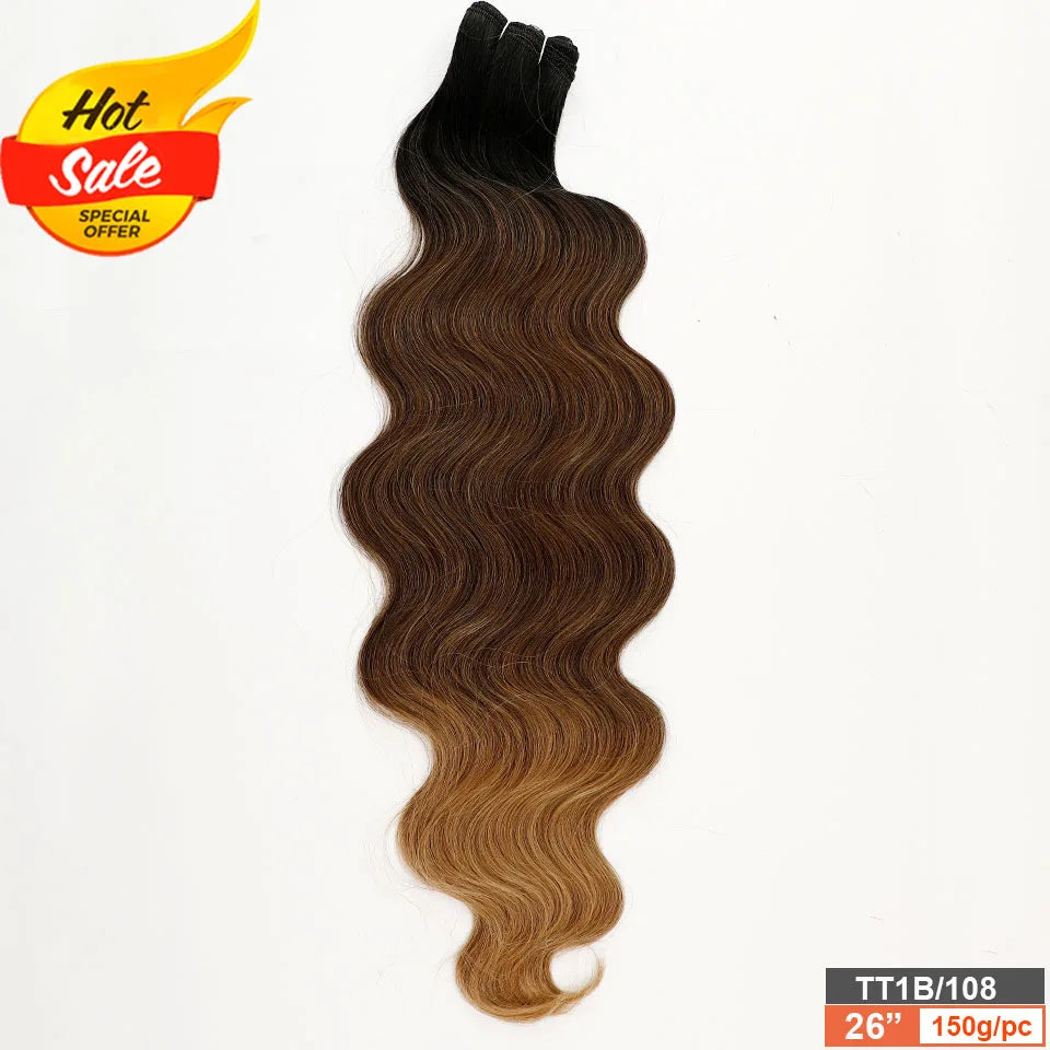 30Inches 200Grams Wig Magicae Rainbow Brown Brazilian Body Wave Bundles Colored Blond 27/613 Natural High Temperature Synthetic Hair Style Wigs