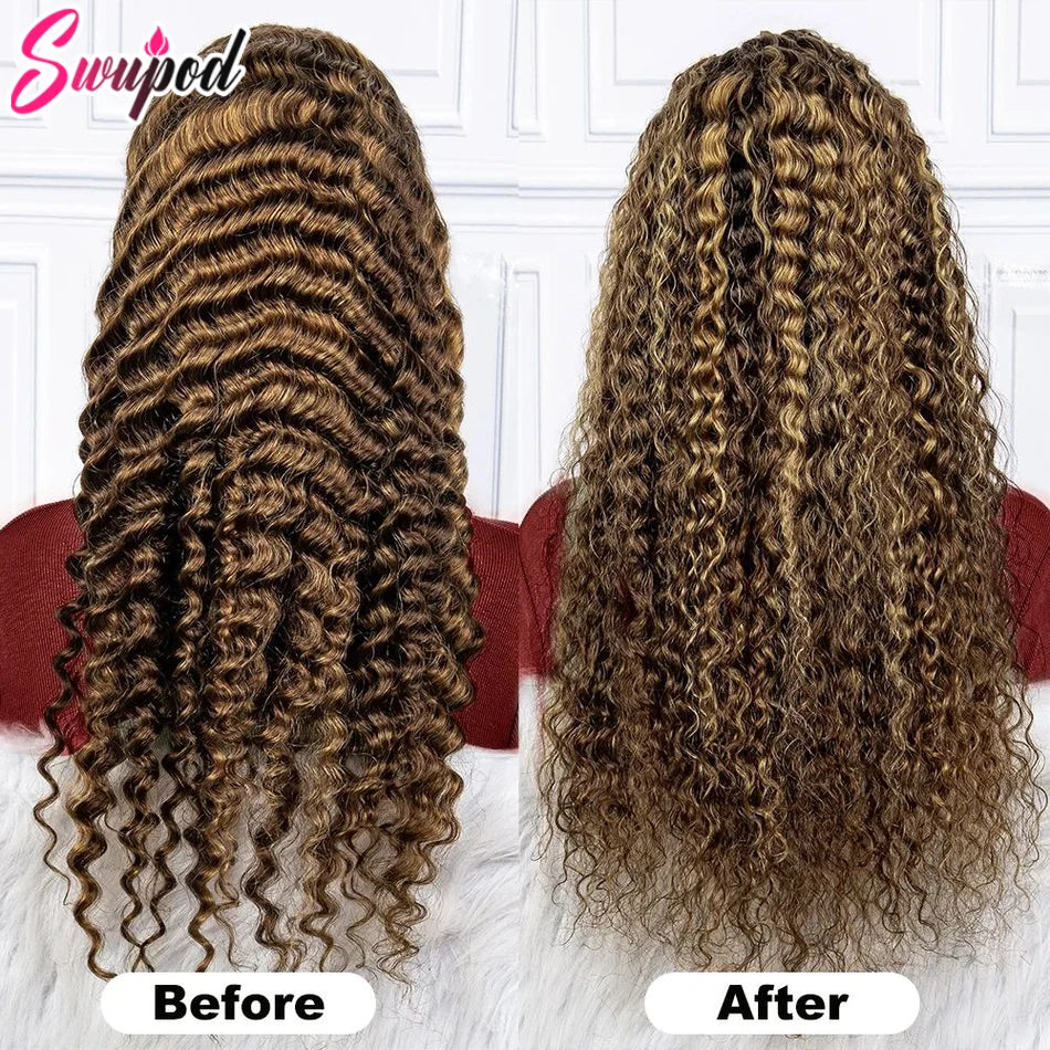 Highlight Deep Wave Wig 100%Human Hair Style Wigs 13x6/13X4 HD Lace Frontal Wig Honey Blonde 13x4 Lace Front Human Hair Wigs For Women