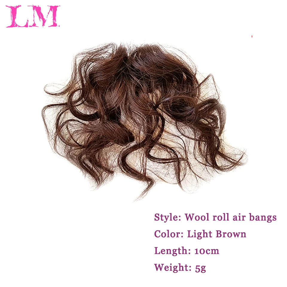 LM Curly Straight Hair Wigs Bangs Clip Natural Hair Style Black Dark Brown Light Brown Synthetic Heat-Resistant Fiber Suitable For Women Wig