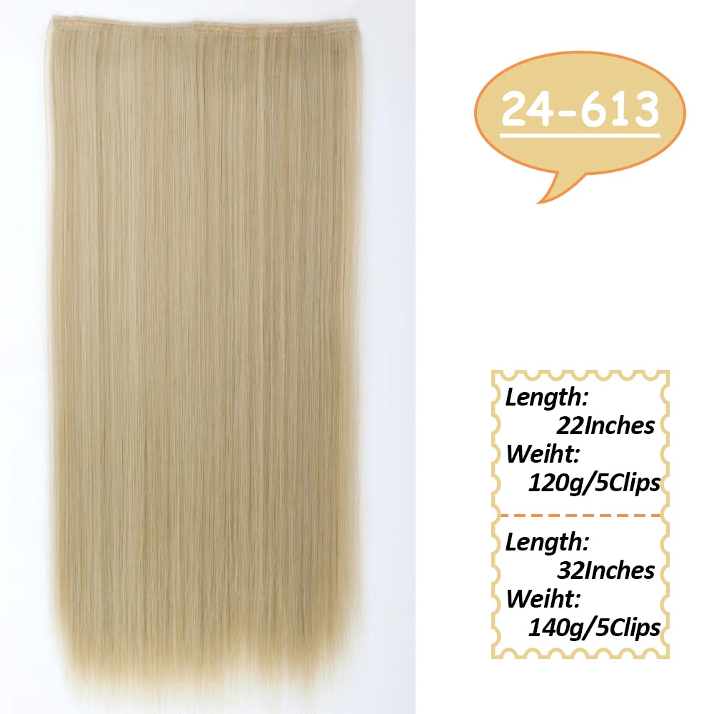 NICESY Synthetic Long Wavy 5 Clips Hair Extensions 22Inch/32Inch Clip On Hair Extensions High Tempreture Fake For Women