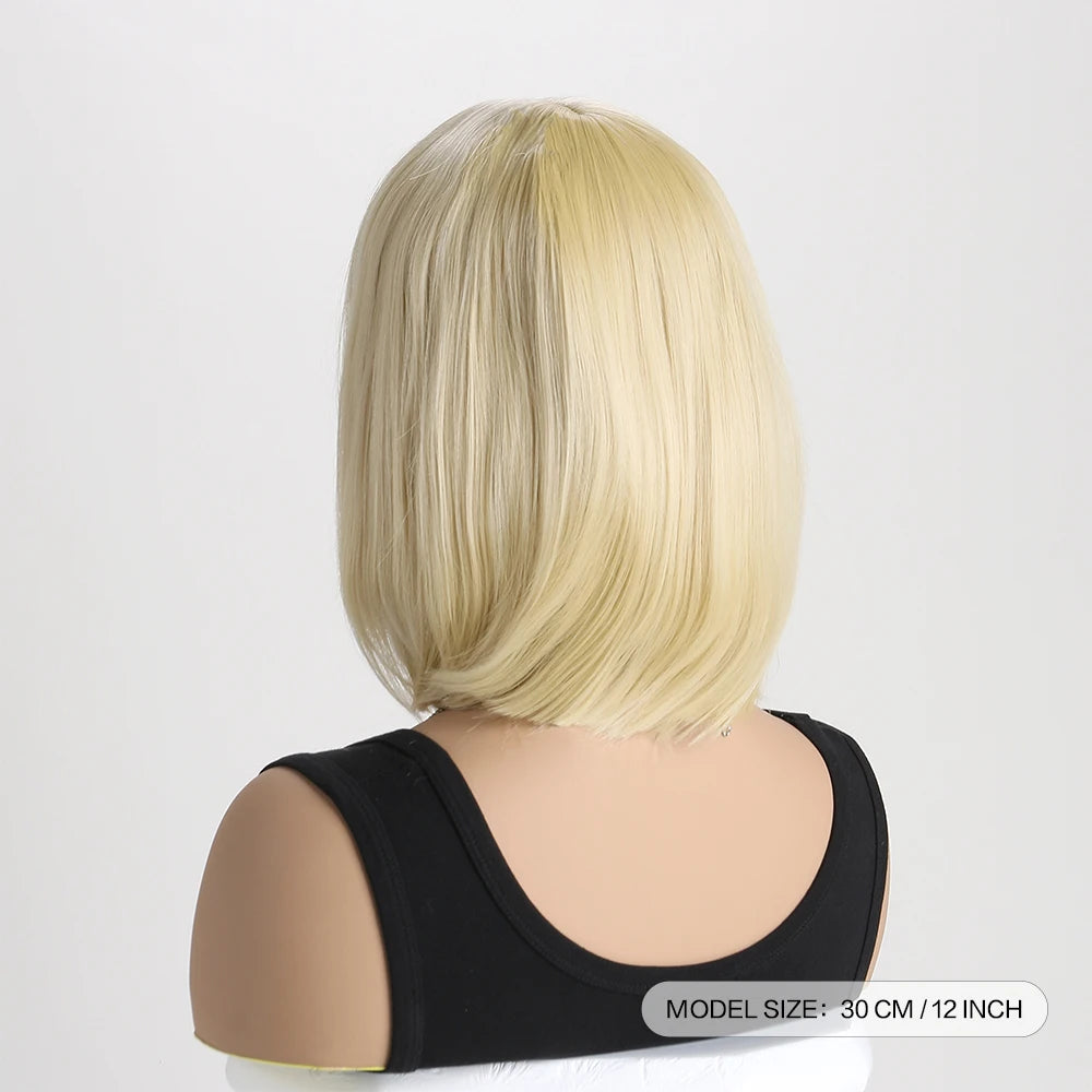 Heat Resistant Short Bob Wig with Bangs for Women Hair Wigs Perfect for Halloween Birthday Costume Party Or Daily Use, Hair Style