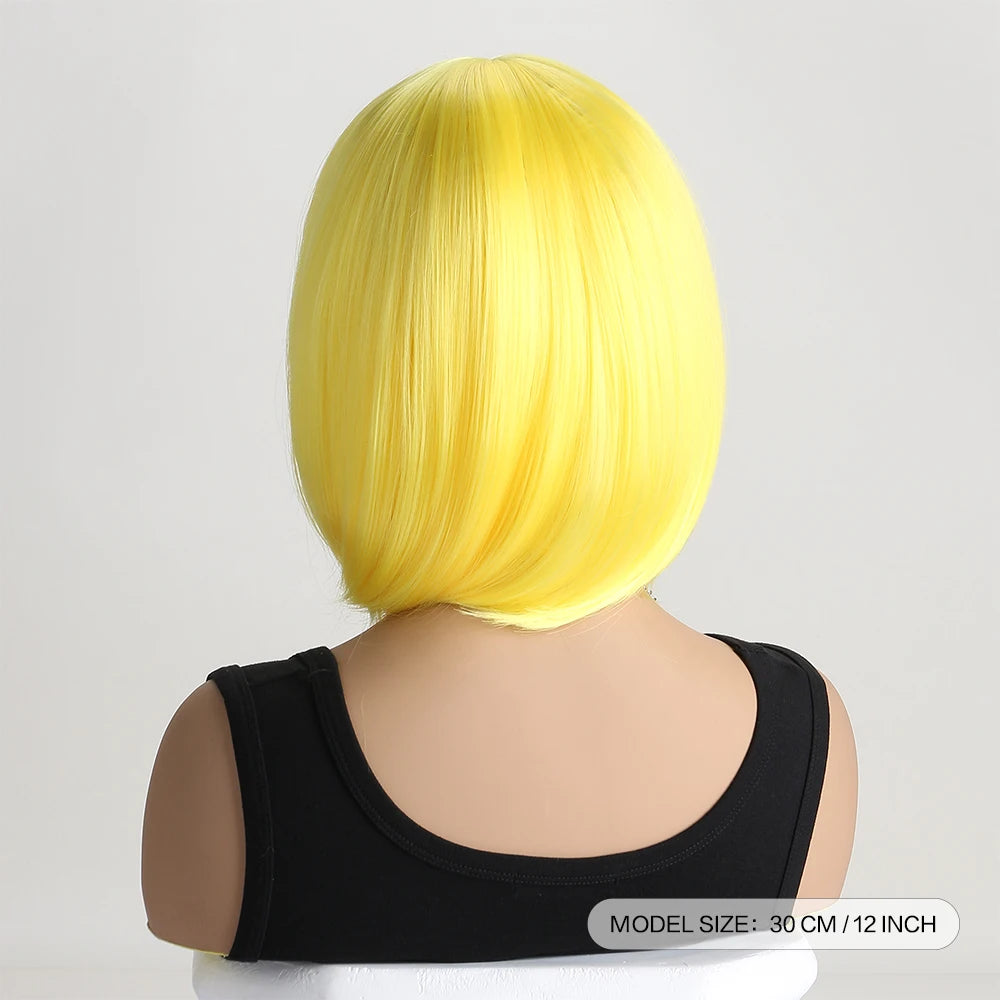 Heat Resistant Short Bob Wig with Bangs for Women Hair Wigs Perfect for Halloween Birthday Costume Party Or Daily Use, Hair Style