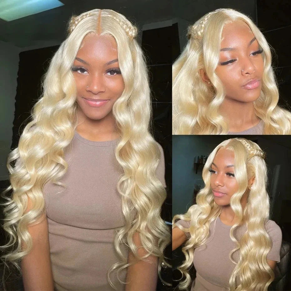 250% Lace Frontal Wig 613 Blonde 13x4 13x6 Body Wave Lace Front Hair Wigs Pre-plucked Brazilian Lace Front Human Wings Hair 28 32 38 Inch