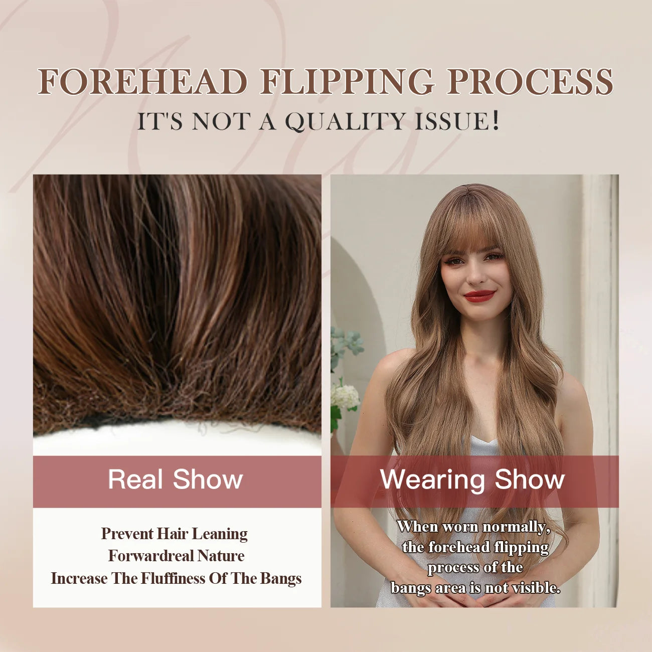 28 Inch Long Curly Wig With Bangs Ombre Brown Hair Style Wigs For Women Highlight Blonde Synthetic Wig For Daily Party Heat Resistant