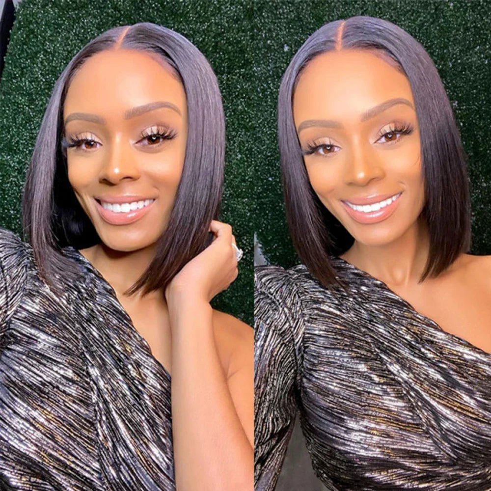 200% Density 13x4 Short Wig Bob Straight Brazilian Remy Hair Wigs HD Transparent Lace Full Lace Frontal Hair Style 4x4 5x5 Closure Wig 2x6 Lace