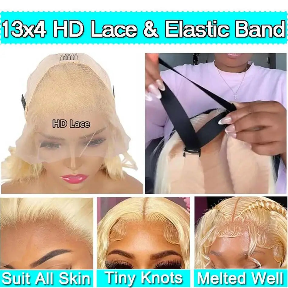 613 Blonde Deep Wave Hair Wigs 13x4 13x6 HD Transparent Lace Front Wig 100% Human Hair HD Lace Closure Wig For Women Nature Black Hair Style