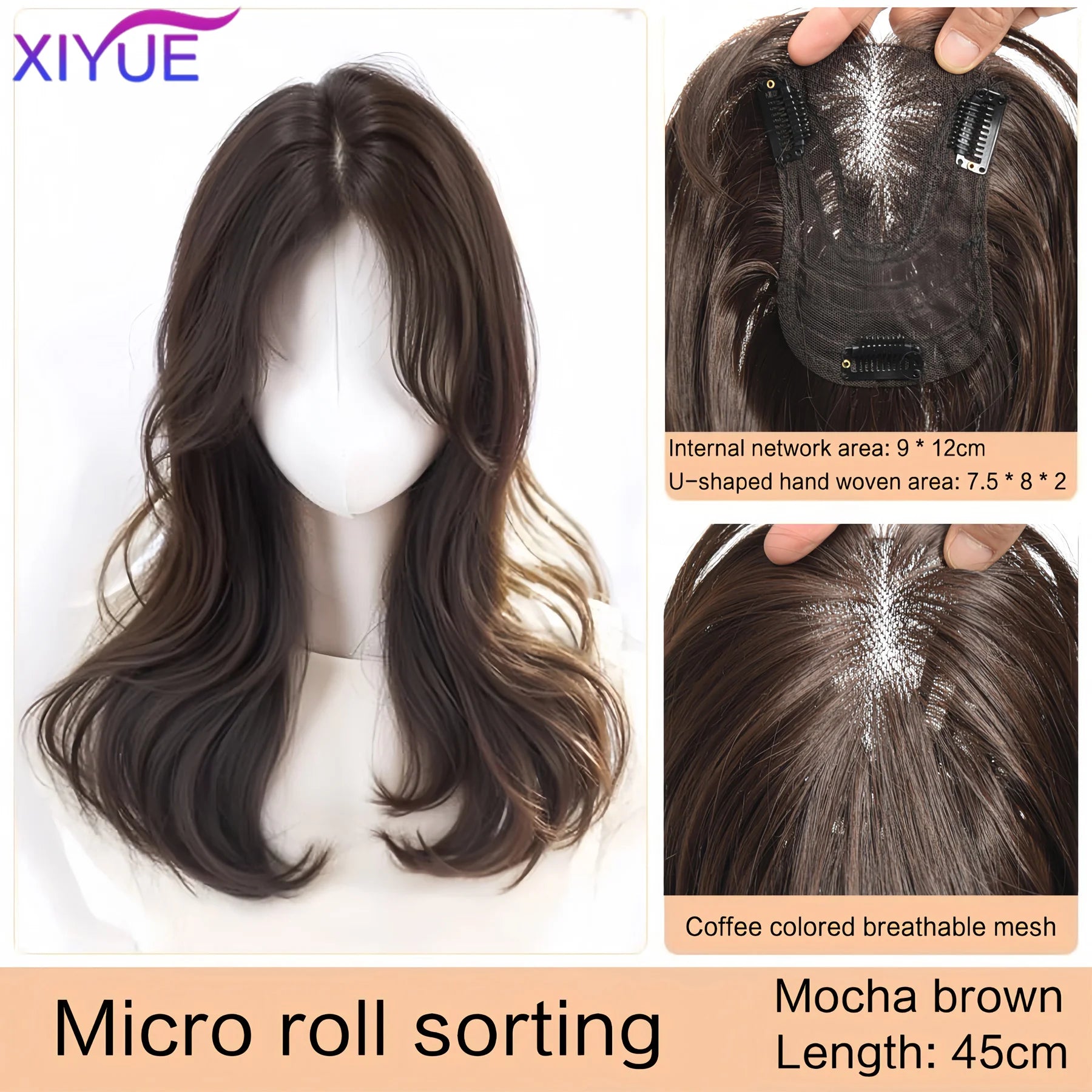 Synthetic Long Straight Layered Wigs Hair Clip in Hair Extensions and Accessories Natural Fluffy Head Top Fake Hair Piece with Bang Clip for Women Wig Daily Use