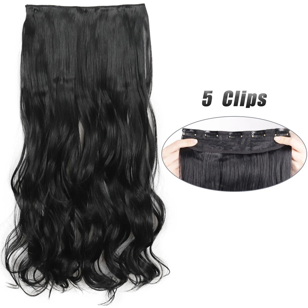 Synthetic Wig 5 Clip In Hair Accessories and Extensions Long Straight Wigs Hair Style Hairpiece Black Brown Blonde 80CM Natural Fake Hair For Women