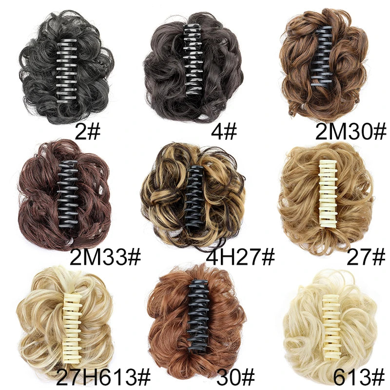Synthetic Messy Wigs Bun Hair Chignon Updo Claw Clip Hair Extension and Accessories Short Curly Wavy Black Blonde Hairpiece for Women of Hair Wig