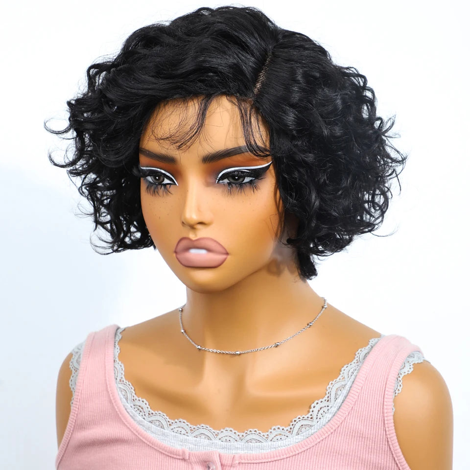 Sleek Bodywave Human Hair Wigs For Women Short Pixie Cut Lace Wig 100% Real Brazilian Body Wave Lace Wigs With Baby Hair Style
