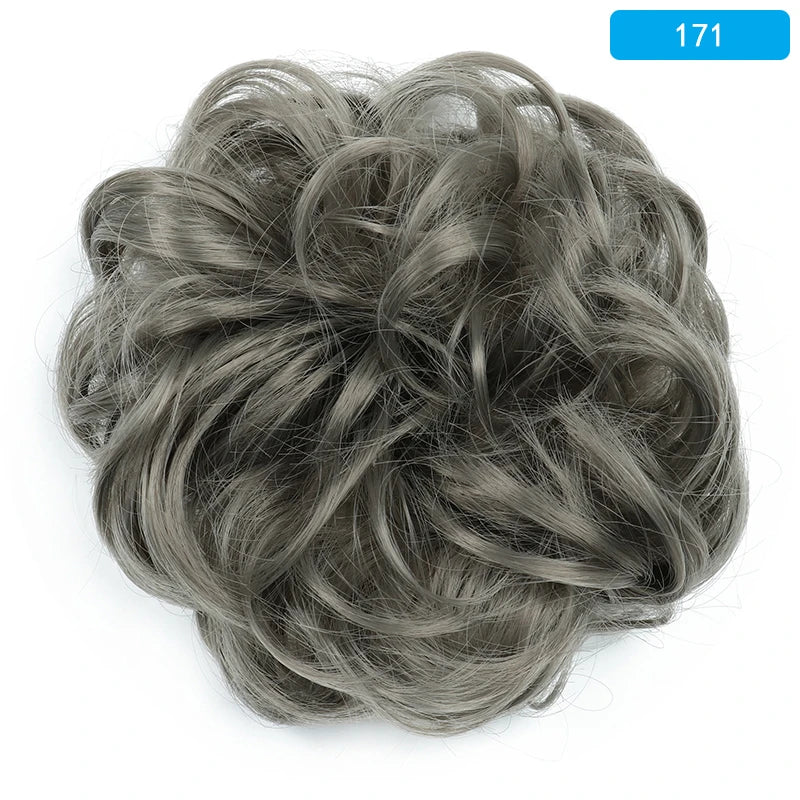 AZQUEEN Messy Bun Hair Extension Synthetic Elastic Band Curly Wave Chignon Scrunchies Donut Updo Hairpiece For Women