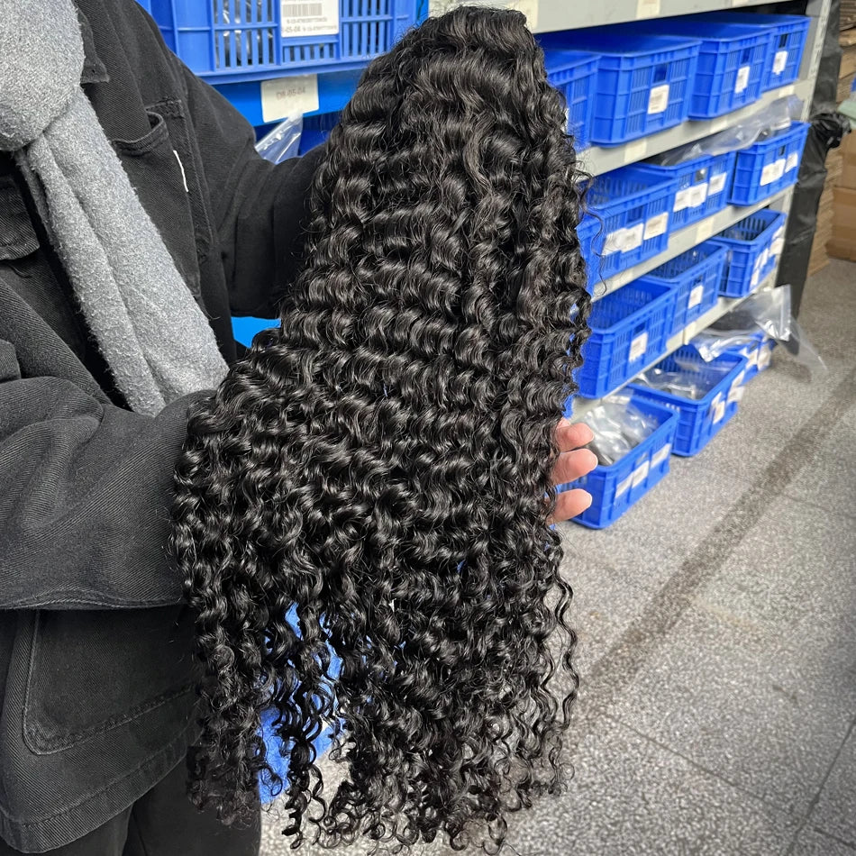 Nexora Curly Wigs 1b Black Wig Water Wave 360 human hair full lace wig Deep Wave Inviscid Strap Glueless Lace Wigs Bleached Knotted