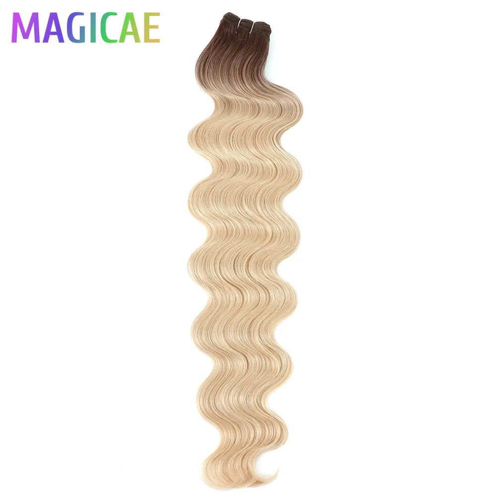 30Inches 200Grams Wig Magicae Rainbow Brown Brazilian Body Wave Bundles Colored Blond 27/613 Natural High Temperature Synthetic Hair Style Wigs
