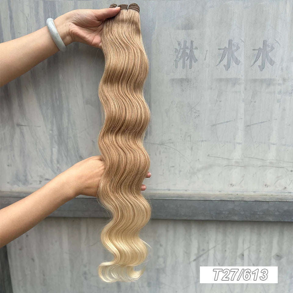 30Inches 200Grams Wig Magicae Rainbow Brown Brazilian Body Wave Bundles Colored Blond 27/613 Natural High Temperature Synthetic Hair Style Wigs