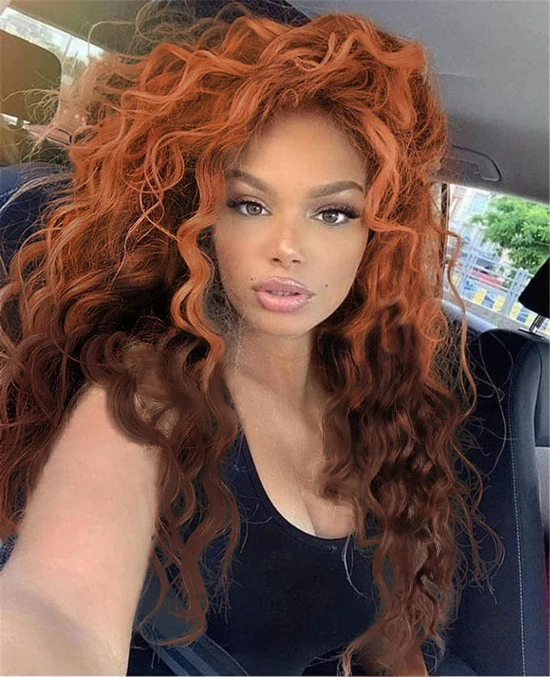 Womens Wig Long Synthetic Hair Ombre Blonde Curly Hair Wigs Female Natural Wavy Drag Queen Regular Wig 80s Gradient Hair Style Wigs for Student