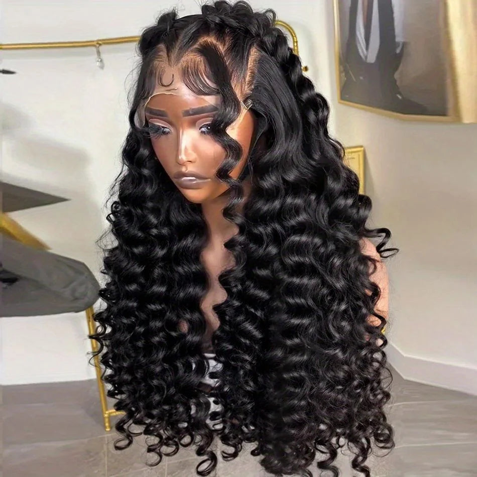 300% Density Burmese Curly 13x4 13x6 HD Lace Frontal Wigs Human Hair Deep Wave Glueless Wigs No Glue Curly Hair Wigs For Women