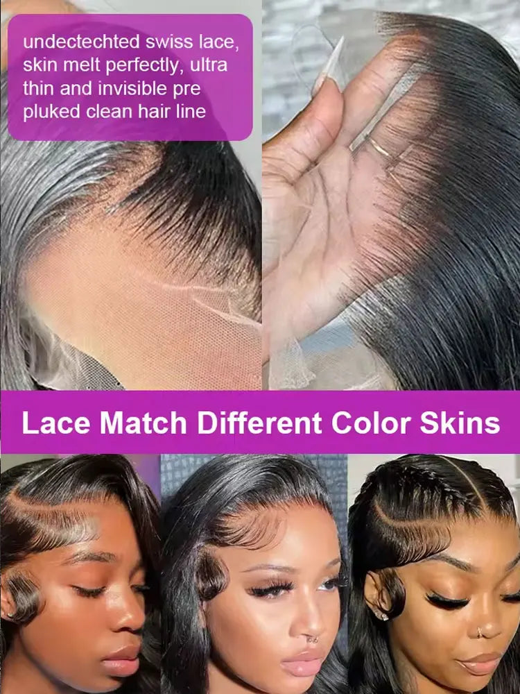 40 42 Inch Body Wave Human Hair Wig 250% Density 13x6 HD Lace Front Human Hair Wigs 5x5 Gluless Lace Closure Wig Preplucked