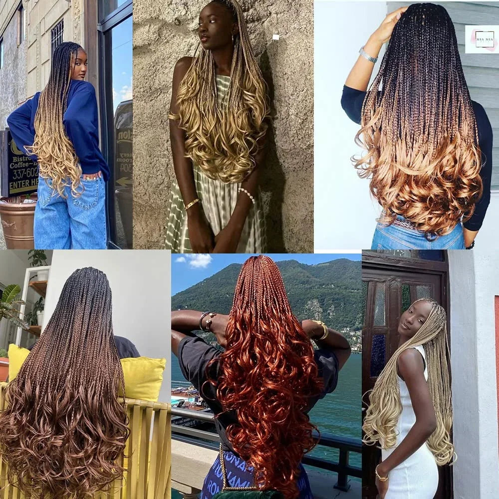 French Curly Braiding Hair Wigs Pre Stretched Bouncy Braiding Wig Hair Easy Braid Curl Braids, Lightweight Synthetic Wavy Hair Accessories and Extensions for Women