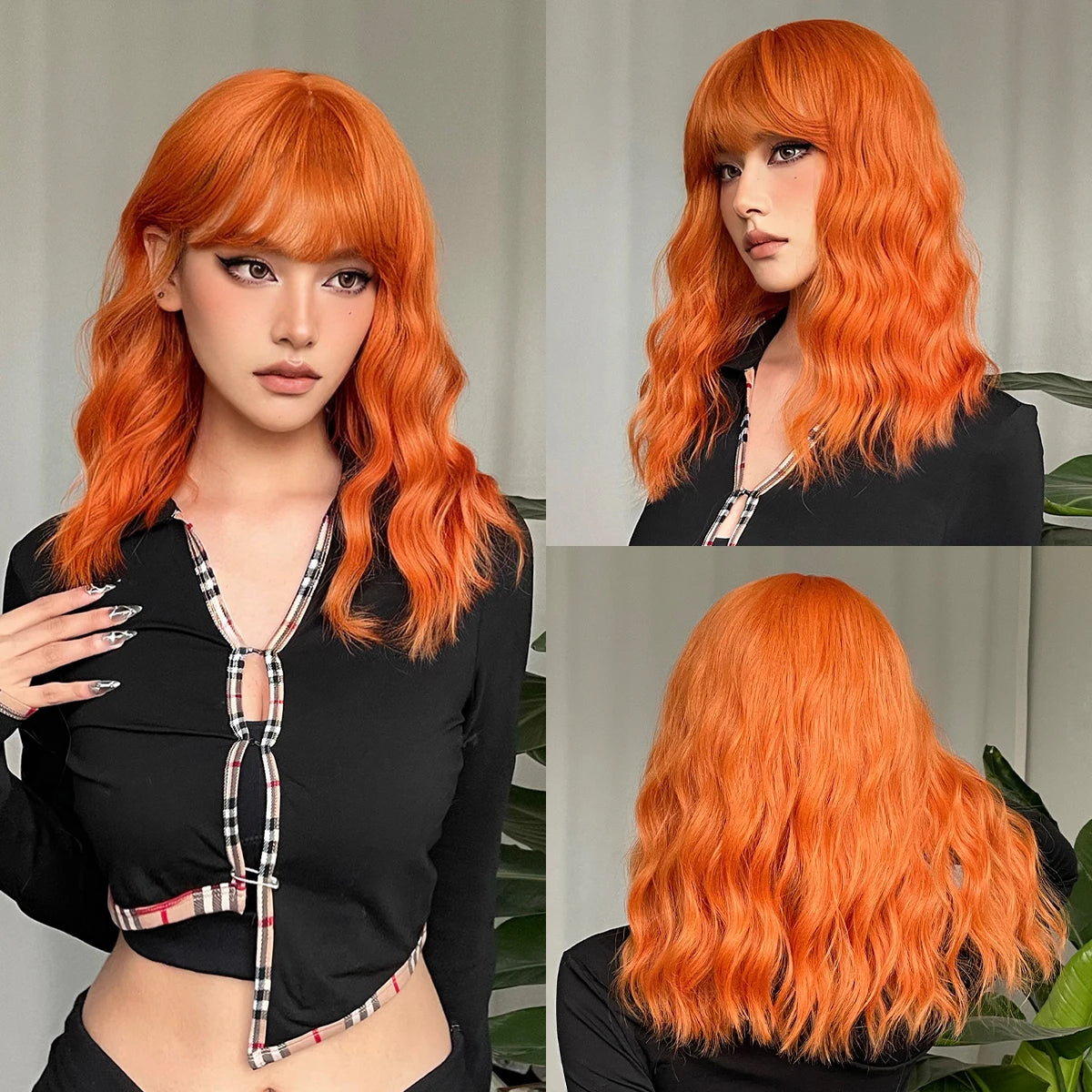 Blonde Short Curly Bob Synthetic Wig with Bangs Platium Golden Lolita Cosplay Wigs for Women Daily Party Cosplay Heat Resistant of Hair Wigs