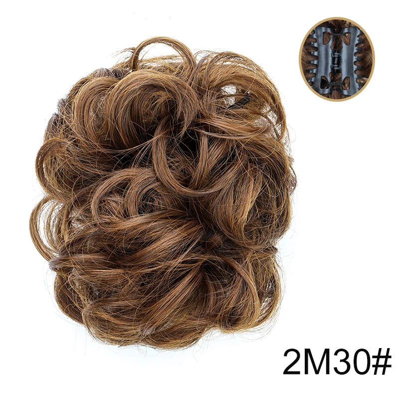 Synthetic Messy Wigs Bun Hair Chignon Updo Claw Clip Hair Extension and Accessories Short Curly Wavy Black Blonde Hairpiece for Women of Hair Wig