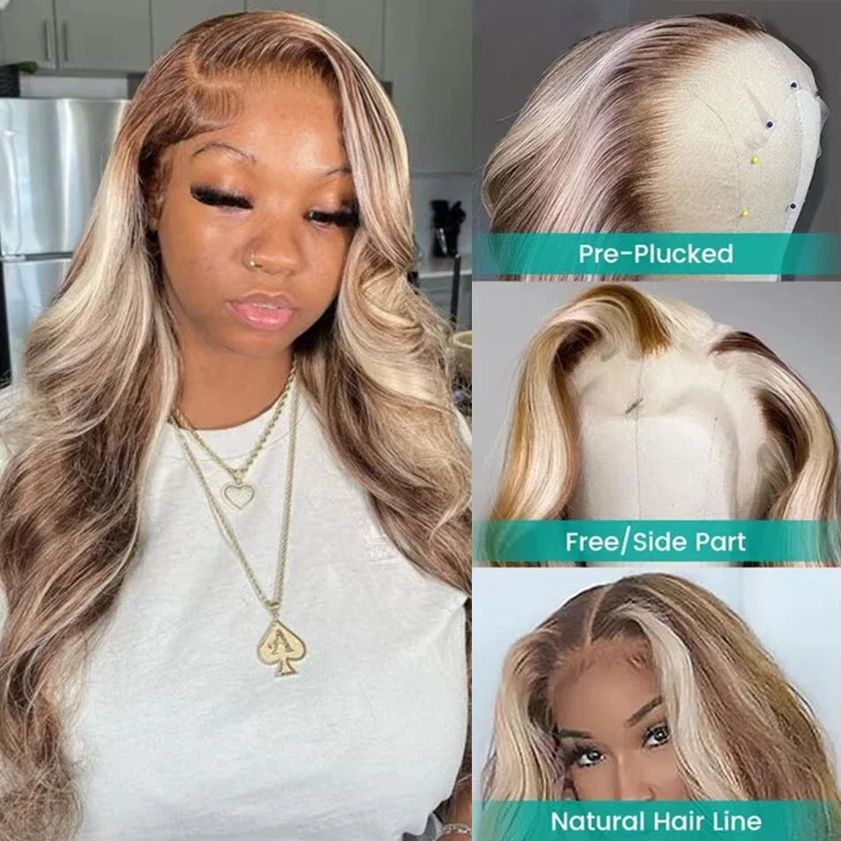P30/613 Body Wave Highlight Wig 100% Vietnamese Glueless Hair Style Wigs Human Hair 613 Bone Straight Blonde Wigs 13x6 Hd Lace Frontal Wig