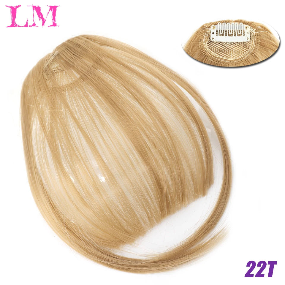 LM Curly Straight Hair Wigs Bangs Clip Natural Hair Style Black Dark Brown Light Brown Synthetic Heat-Resistant Fiber Suitable For Women Wig