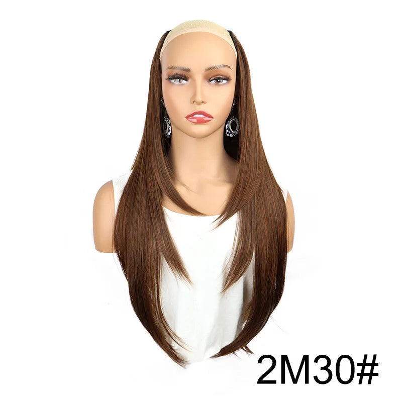 Wigs WIGSIN 22Inch Synthetic V-shaped Layered 4 Clips Long Straight Hair Extension and Accessories Fashion Invisible Hairpiece Wig for Women Daily Use