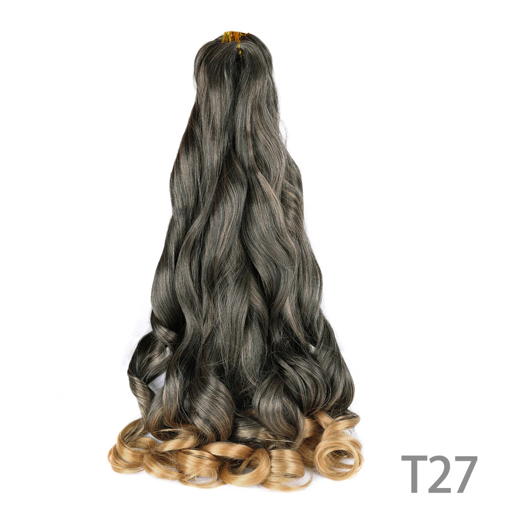 French Curly Braiding Hair Wigs Pre Stretched Bouncy Braiding Wig Hair Easy Braid Curl Braids, Lightweight Synthetic Wavy Hair Accessories and Extensions for Women