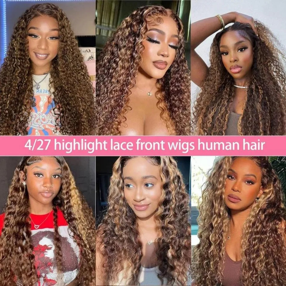 P427 Highlight Wig Human Hair Style Wigs Hd Lace Wig 13X6 Human Hair Deep Wave Frontal Wig Curly P1B30 Lace Front Hair Wigs Brazilian 250 Density