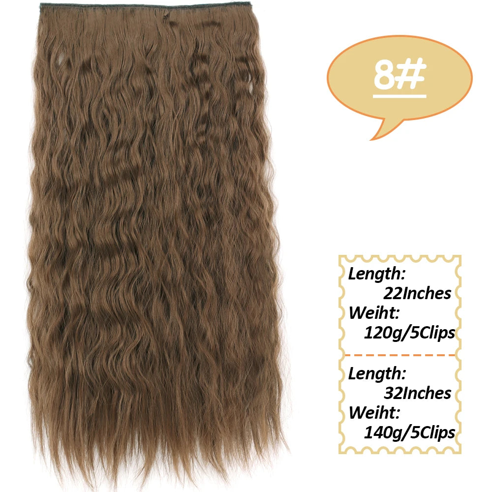 NICESY Synthetic Long Wavy 5 Clips Hair Extensions 22Inch/32Inch Clip On Hair Extensions High Tempreture Fake For Women