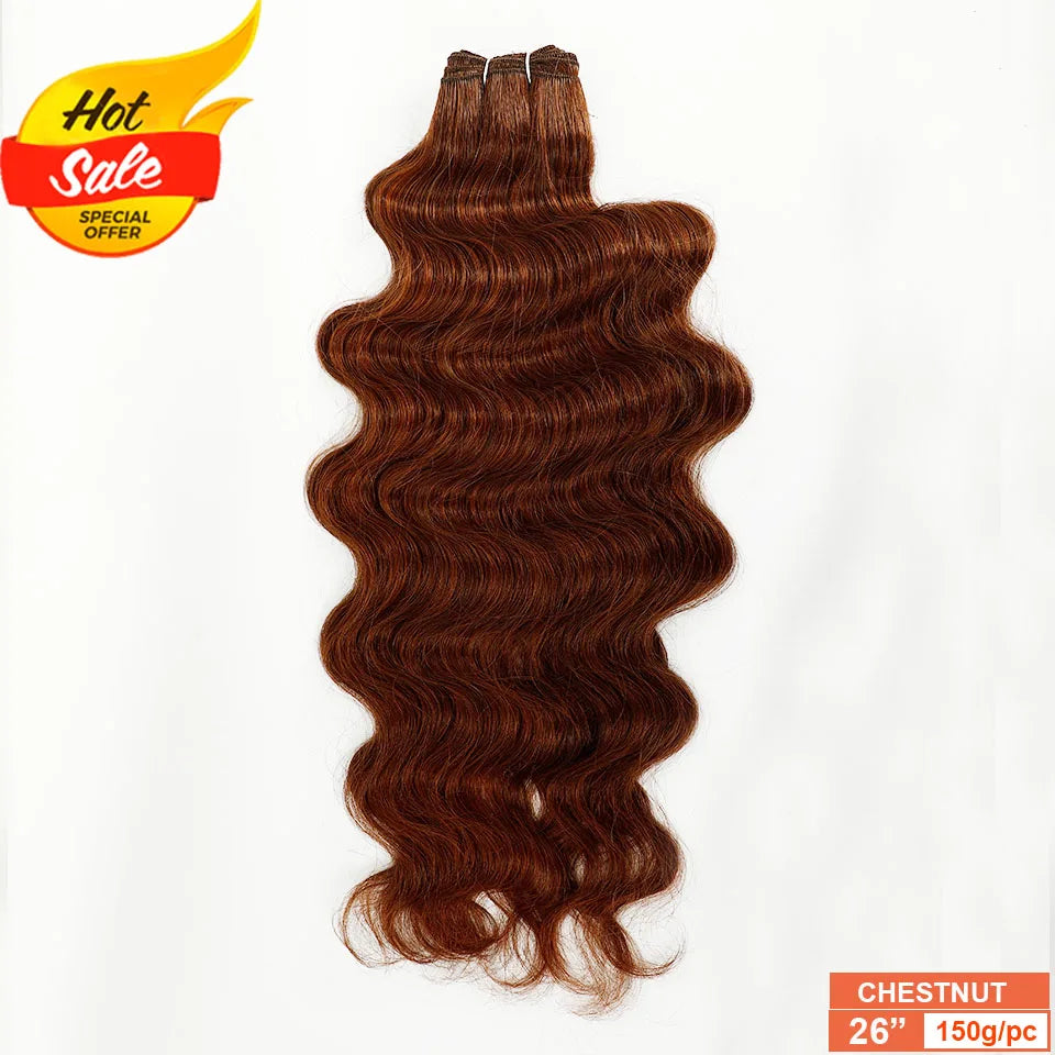 30Inches 200Grams Wig Magicae Rainbow Brown Brazilian Body Wave Bundles Colored Blond 27/613 Natural High Temperature Synthetic Hair Style Wigs