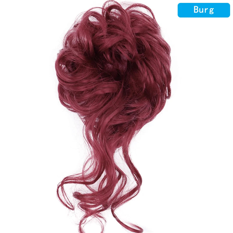 AZQUEEN Messy Bun Hair Extension Synthetic Elastic Band Curly Wave Chignon Scrunchies Donut Updo Hairpiece For Women
