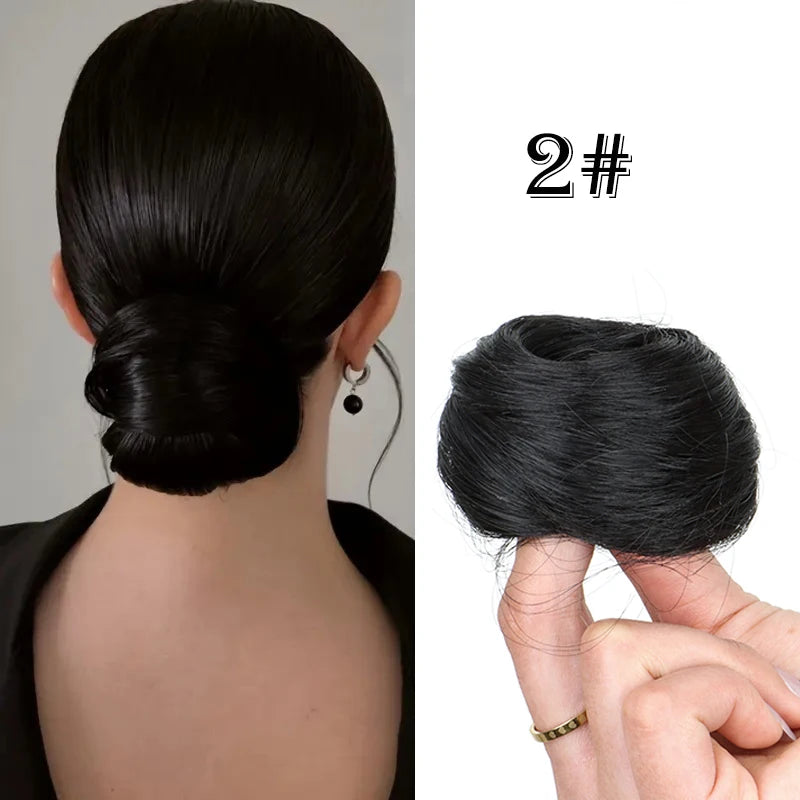 WIGSIN Synthetic Messy Dount Hair Wigs Buns Updo Chignon With Elastic Hair Extension and Accessories for Women Daily Lazy Wigs Hair Accessories