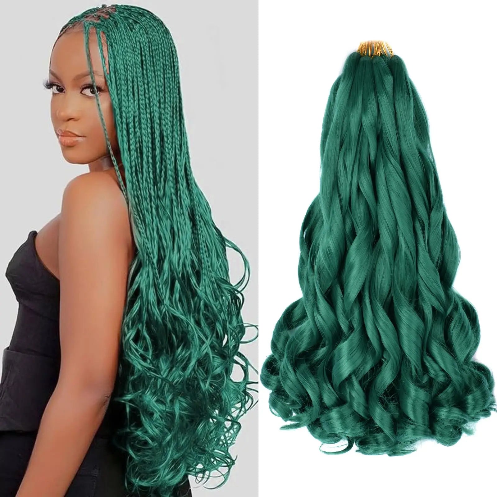 French Curly Braiding Hair Wigs 22Inch Synthetic Curly Braiding Wig Hair Pre Stretched Loose Wavy Curl Braiding Hair Accessories and Extensions For Women